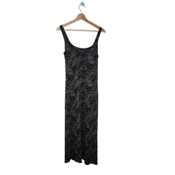 Banana Republic Sleeveless black gold Maxi Dress slim fit column Medium - Picture 2 of 11